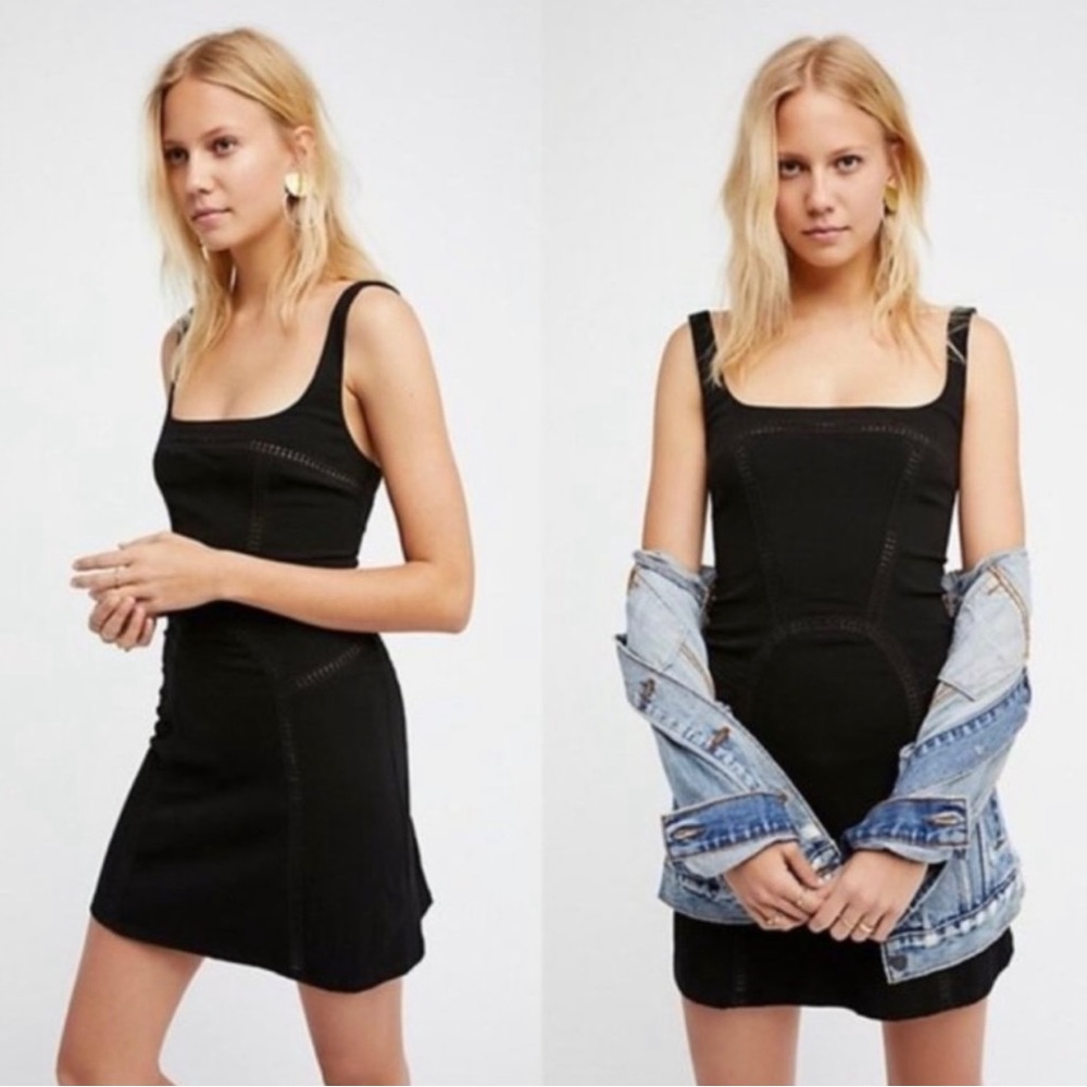 FP Intimately Beyond Me LBD Square Neck Sleeveless Mini Dress Size XS